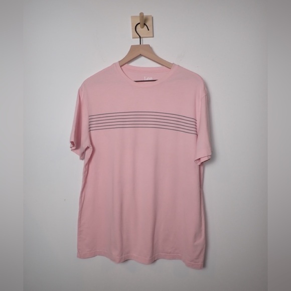 Lee Men’s Pink Pima Cotten Basic Tee with a Cluster of Stripes size L - Picture 1 of 8